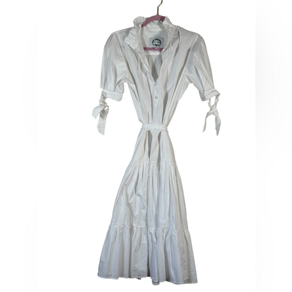 Evi Grintela White The Shirt Dress Midi Tiered Women M Boho Cottage Core Peasant